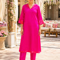 KoraKanvas Gulnaar Fuchsia Silk Kurta Set