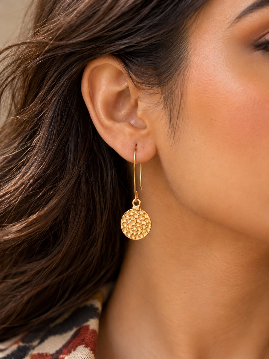 KoraKanvas Hand Beaten Brass Bindu Earrings 1