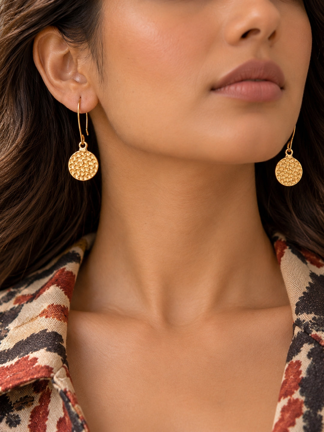 KoraKanvas Hand Beaten Brass Bindu Earrings 2