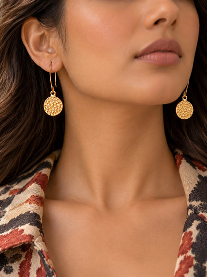 KoraKanvas Hand Beaten Brass Bindu Earrings 2