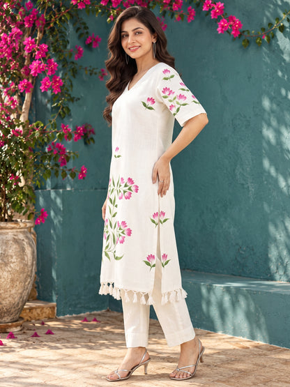 KoraKanvas Hand-Painted Silk Kurta Set 2
