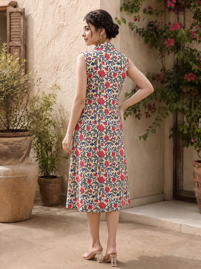 KoraKanvas Handblock Floral Shirt Dress 3