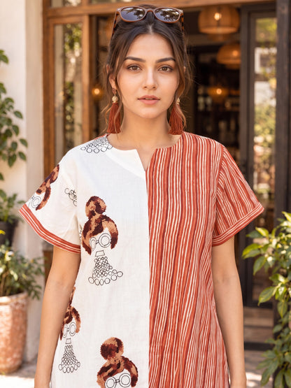 KoraKanvas Happy Misfit Tunic Dress - Brown 5