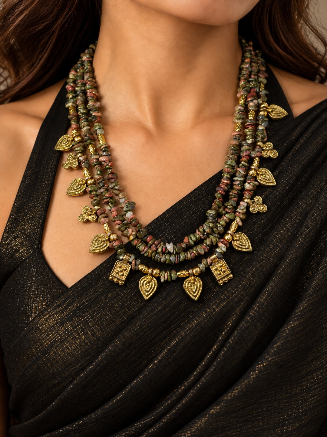 KoraKanvas Heirloom Layered Brass Motif Necklace 2