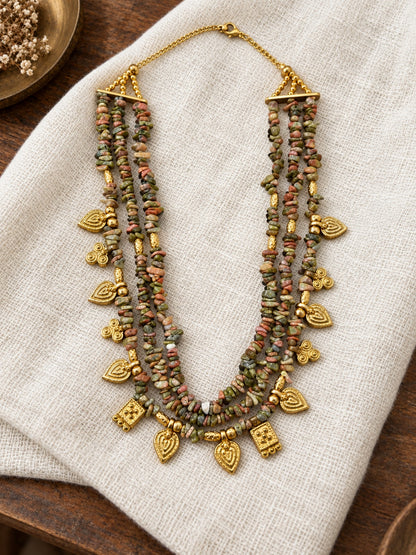 KoraKanvas Heirloom Layered Brass Motif Necklace 3