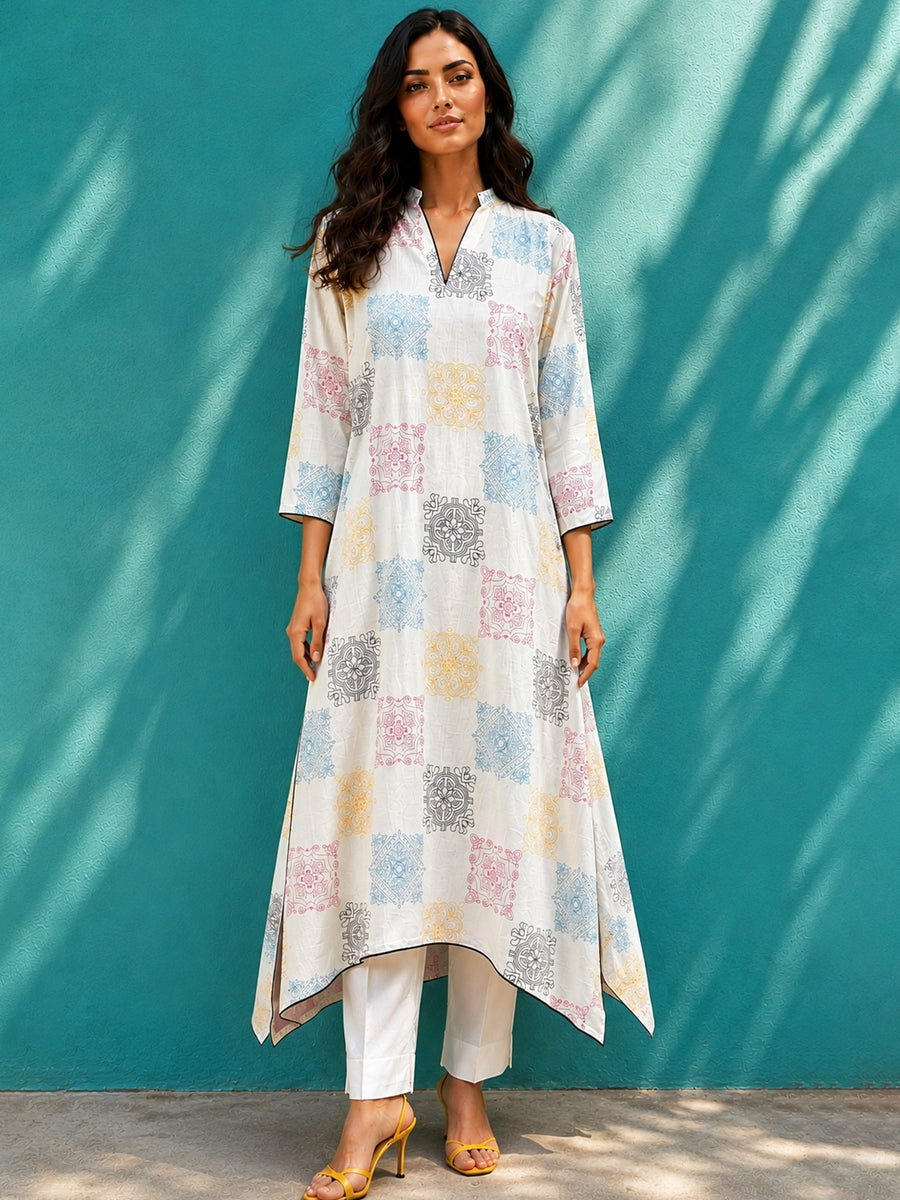 KoraKanvas Heritage Mosaic Asymmetrical Kurta 1