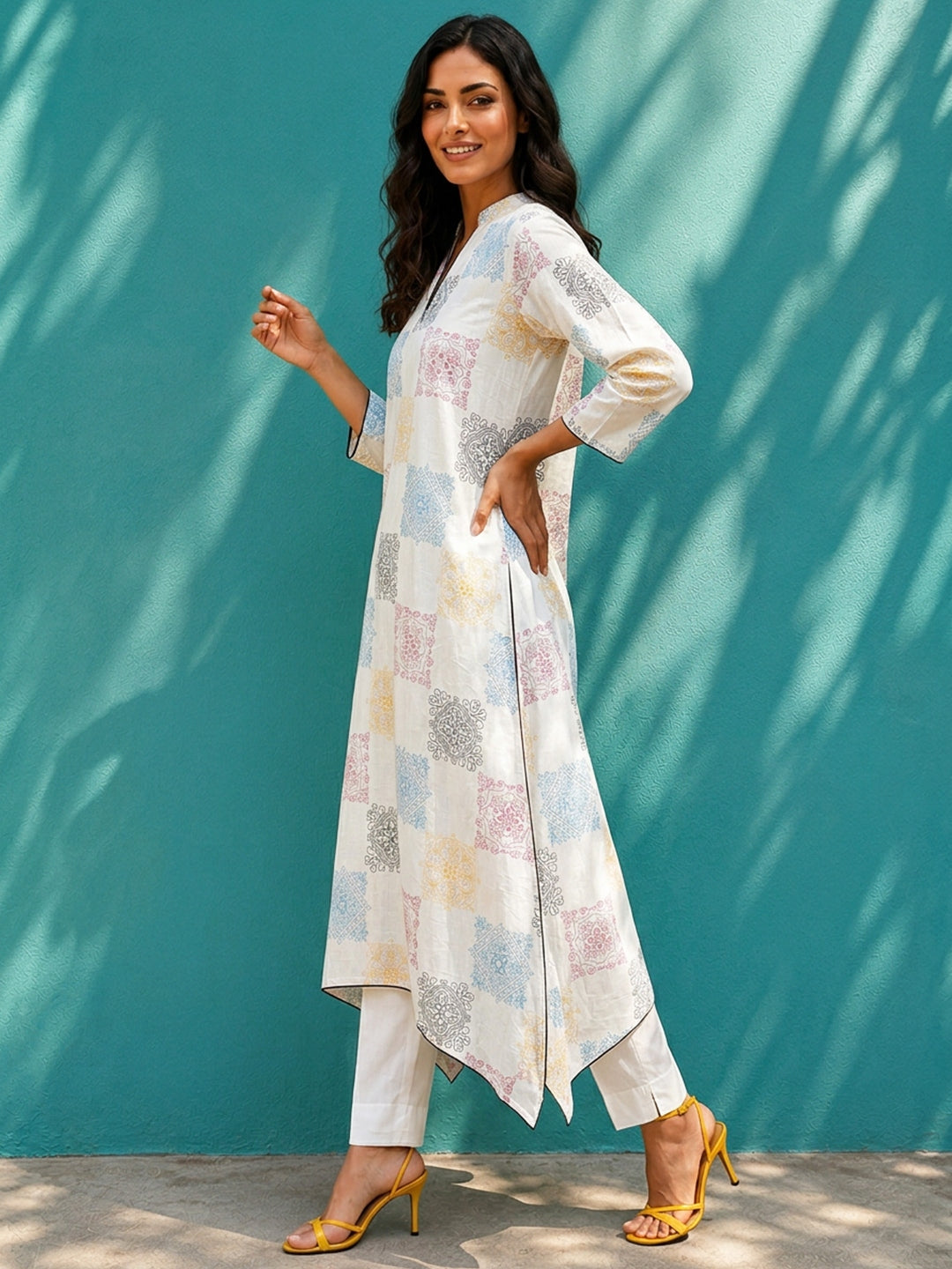 KoraKanvas Heritage Mosaic Asymmetrical Kurta 2