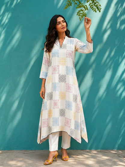 KoraKanvas Heritage Mosaic Asymmetrical Kurta 4