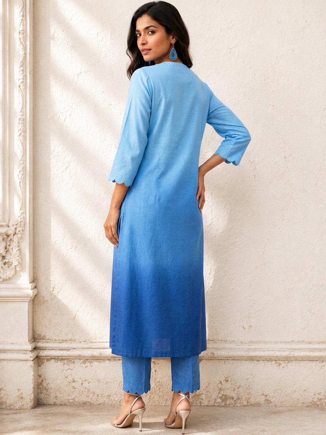 KoraKanvas Indigo Ombre Silk Kurta Set 3