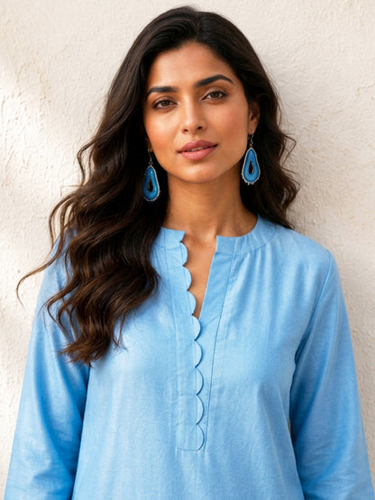 KoraKanvas Indigo Ombre Silk Kurta Set 4