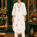 KoraKanvas Ivory Elephant Kurta Set