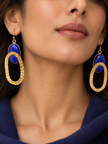 KoraKanvas Lapis Halo Dangler Brass Earrings 2