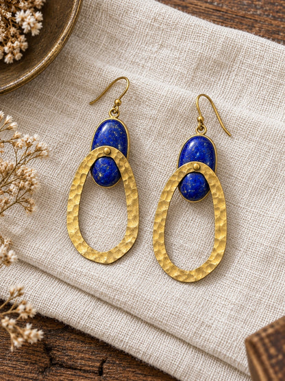 KoraKanvas Lapis Halo Dangler Brass Earrings 3
