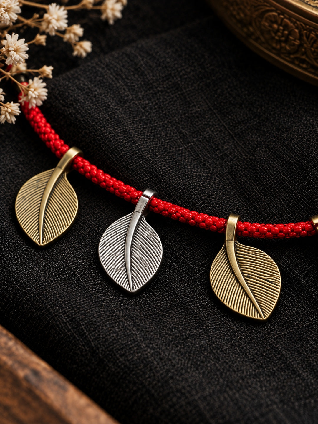 KoraKanvas Leafy Expression Brass Necklace 4