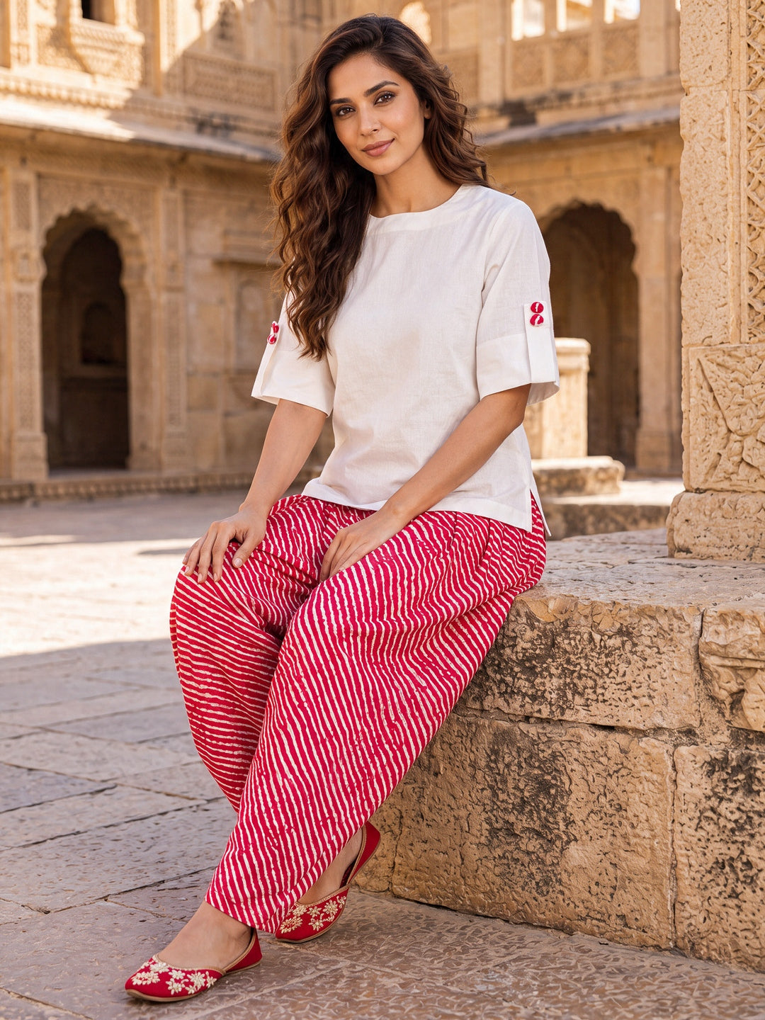 KoraKanvas Leheriya Fusion Co-ord Set 4