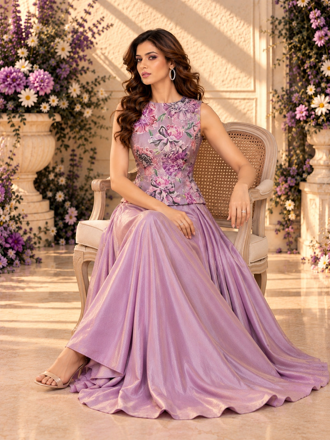 KoraKanvas Lilac Bloom Tissue Skirt Set 6