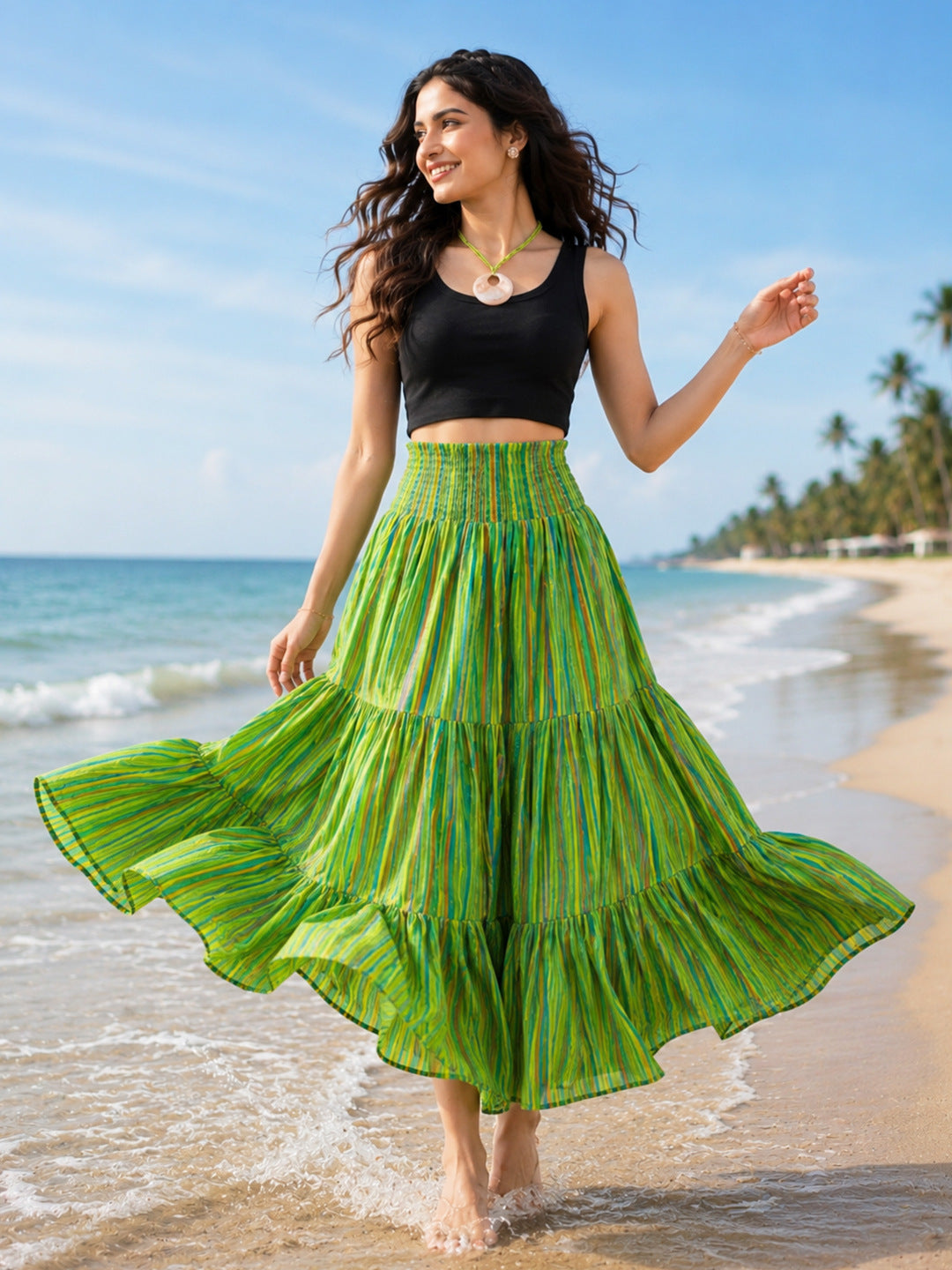 KoraKanvas Lime Escape Tiered Skirt 2