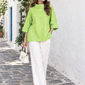 KoraKanvas Lime Linen Cowl Top