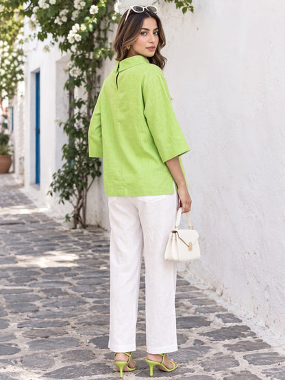 KoraKanvas Lime Linen Cowl Top 3