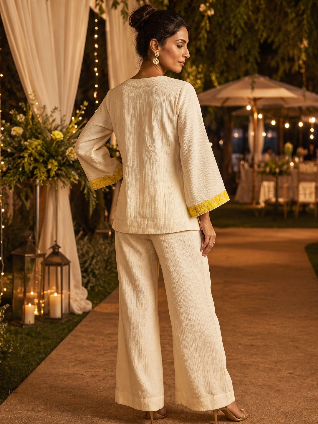 KoraKanvas Marigold Fusion Tissue Co-ord Set 3