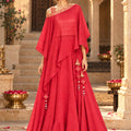 KoraKanvas Meher Cascade Red Lehenga Set