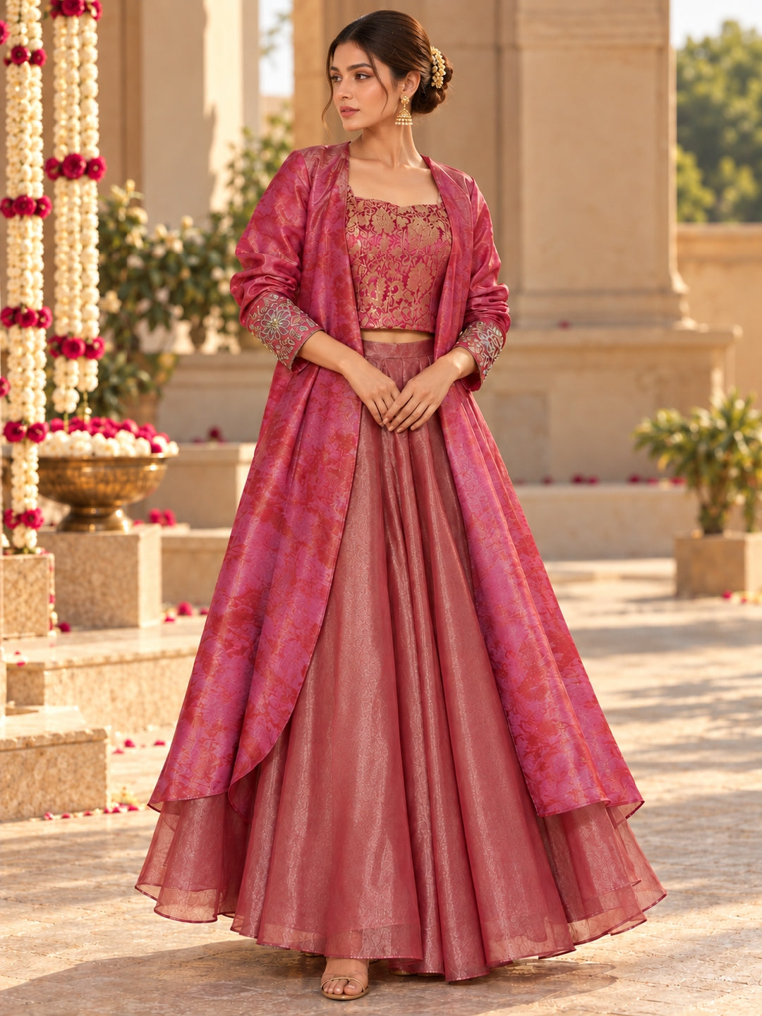 KoraKanvas Meher Lehenga with Overlay Set 1