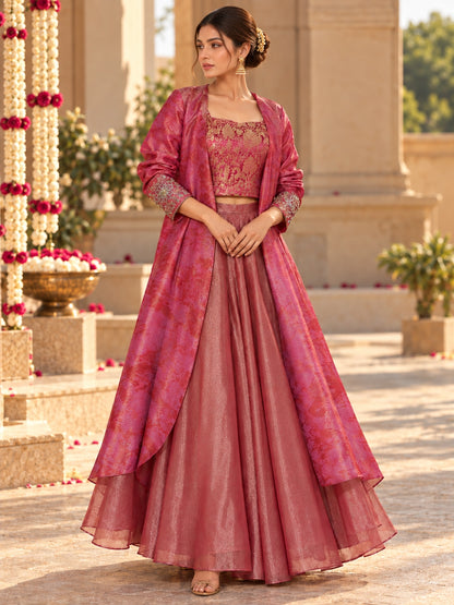 KoraKanvas Meher Lehenga with Overlay Set 1