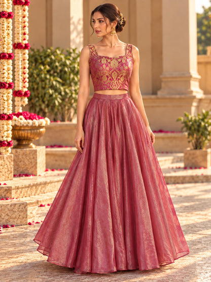 KoraKanvas Meher Lehenga with Overlay Set 4