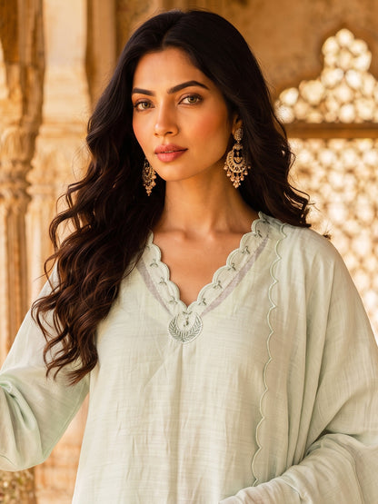 KoraKanvas Meher Sage Green Kurta Set 5