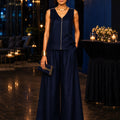 KoraKanvas Midnight Blue Silk Co-ord Set