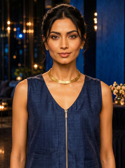 KoraKanvas Midnight Blue Silk Co-ord Set 5