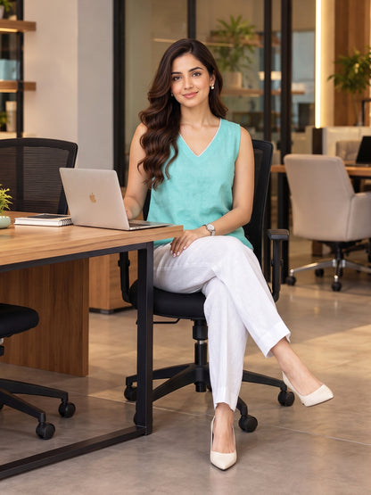 KoraKanvas Mint Green Linen Top 4