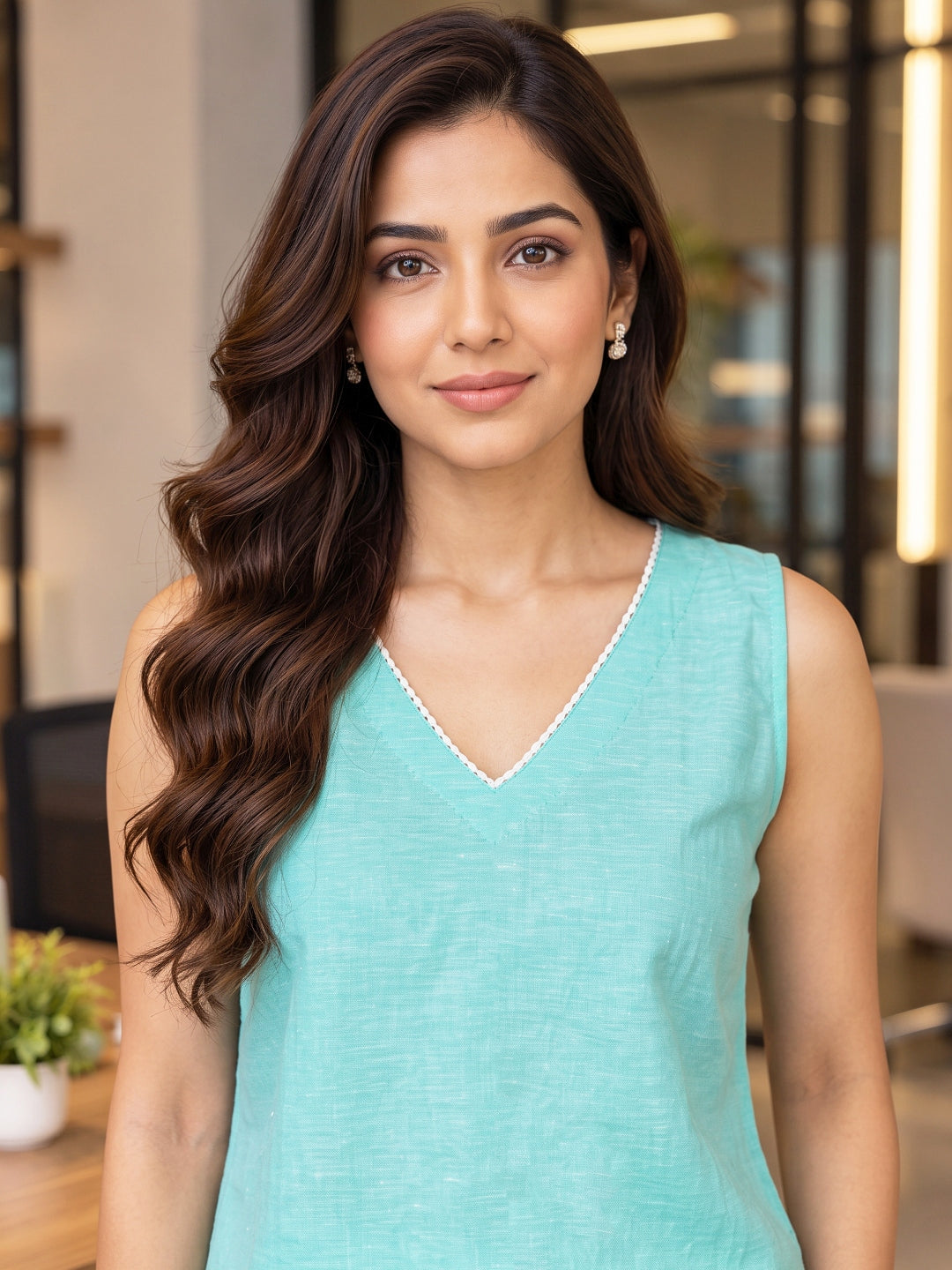 KoraKanvas Mint Green Linen Top 5