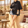 KoraKanvas Offbeat Black Linen Cowl Top