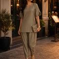 KoraKanvas Olive Fusion Dhoti Co-ord Set