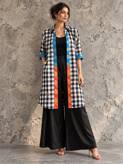 KoraKanvas Ornate Embroidered Check Shacket 1