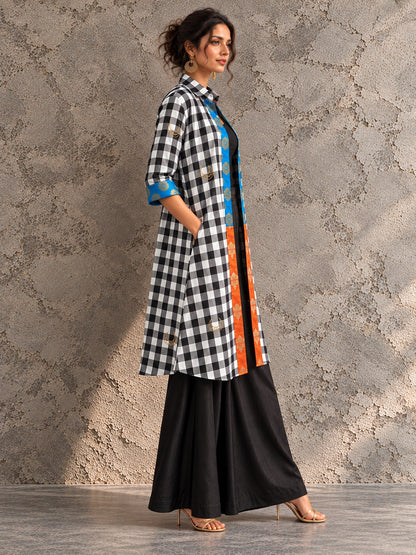 KoraKanvas Ornate Embroidered Check Shacket 2