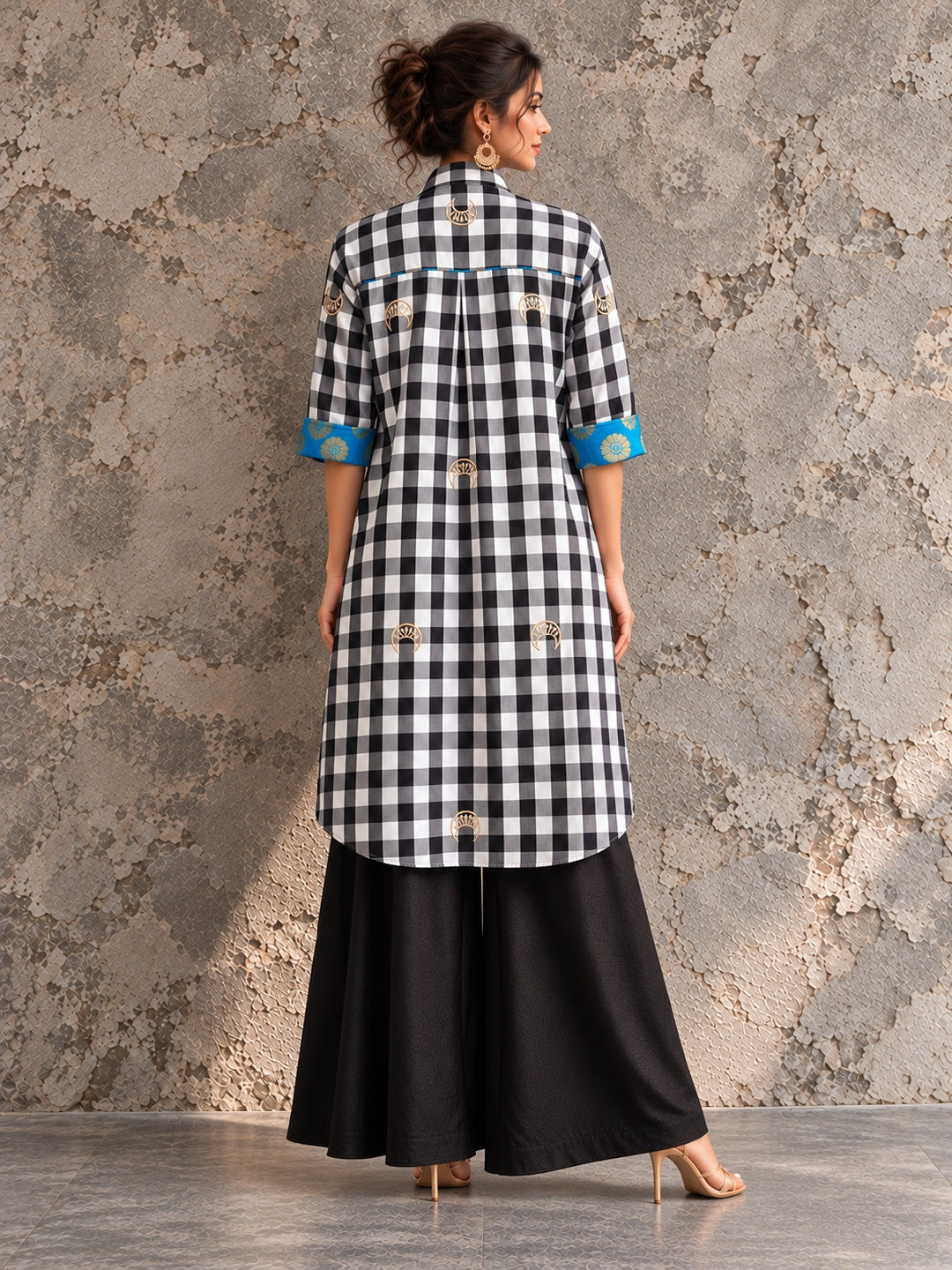 KoraKanvas Ornate Embroidered Check Shacket 3