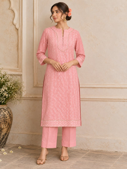KoraKanvas Peach Meets Gold Gota Kurta Set 3