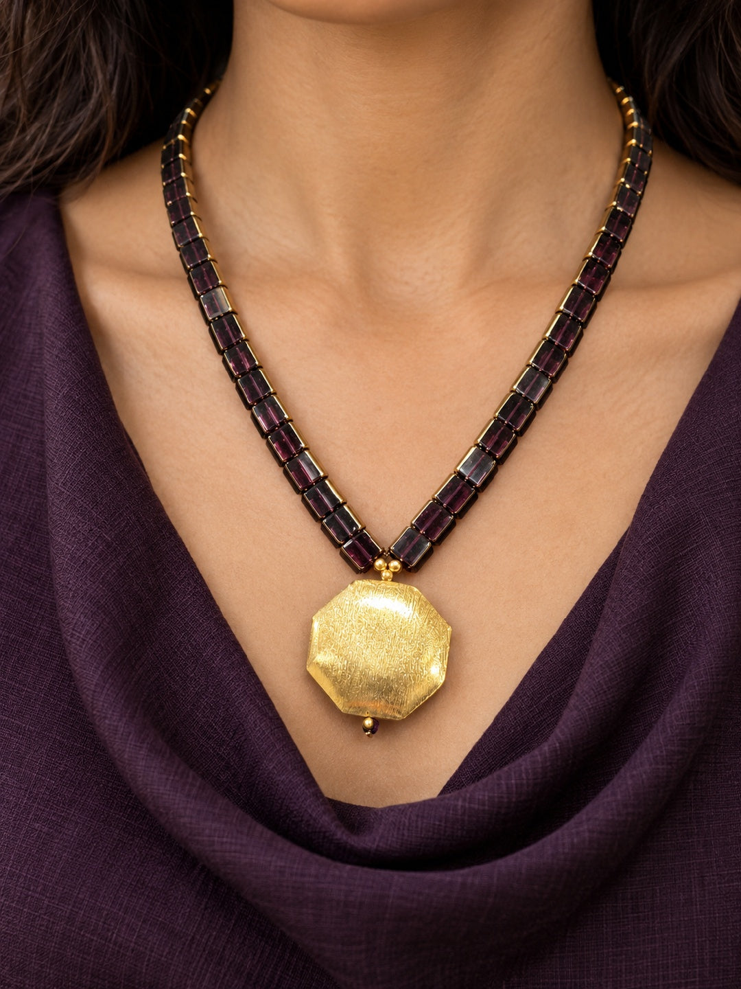 KoraKanvas Purple Dusk and Brass Necklace 1