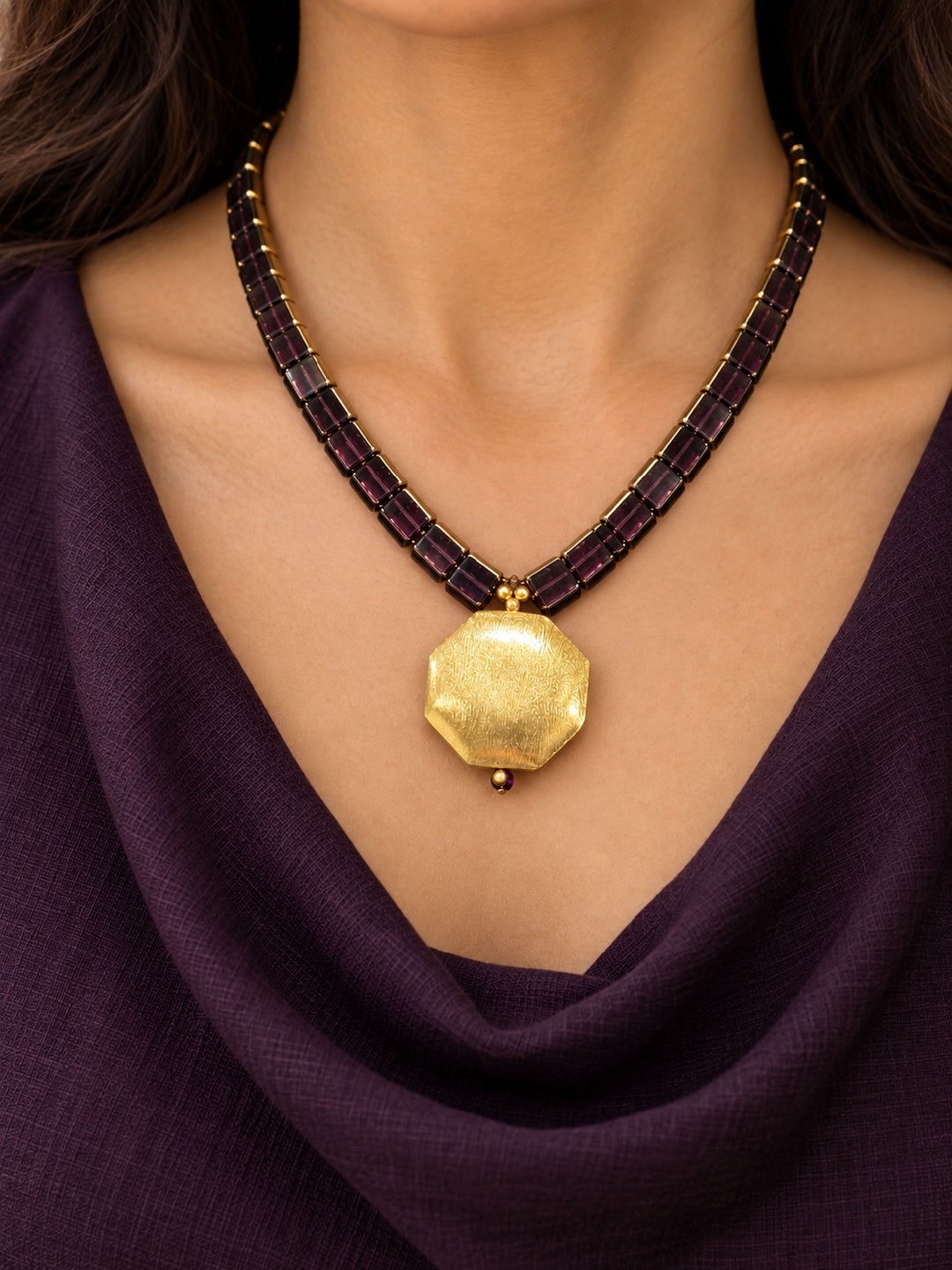 KoraKanvas Purple Dusk and Brass Necklace 2