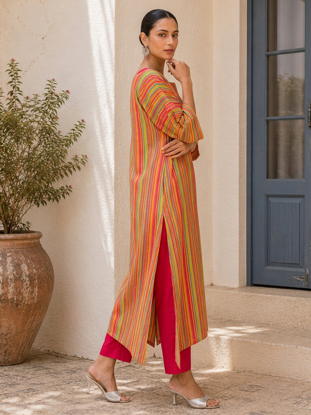 KoraKanvas Quirky Stripe Kurta Set 2
