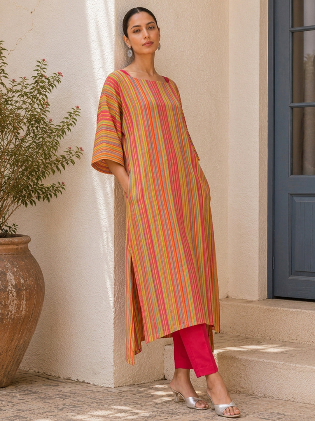 KoraKanvas Quirky Stripe Kurta Set 4