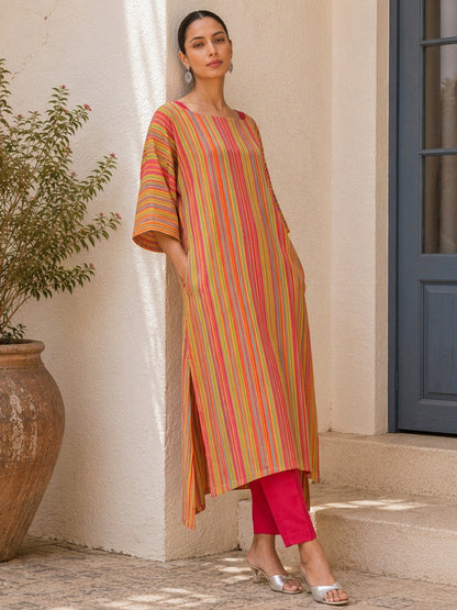 KoraKanvas Quirky Stripe Kurta Set 4