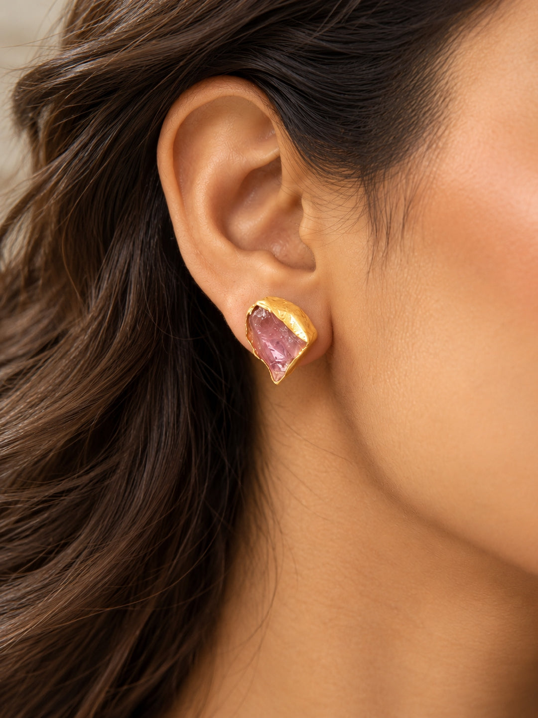 KoraKanvas Raw Stone and Brass Studs 1