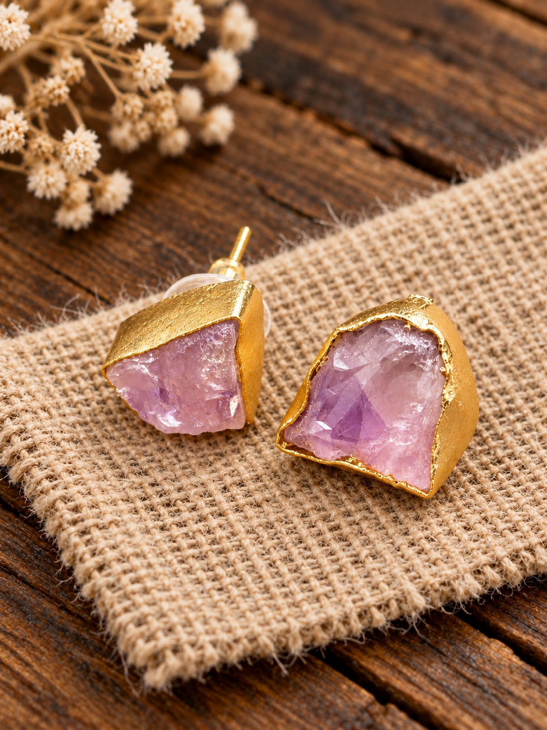 KoraKanvas Raw Stone and Brass Studs 3