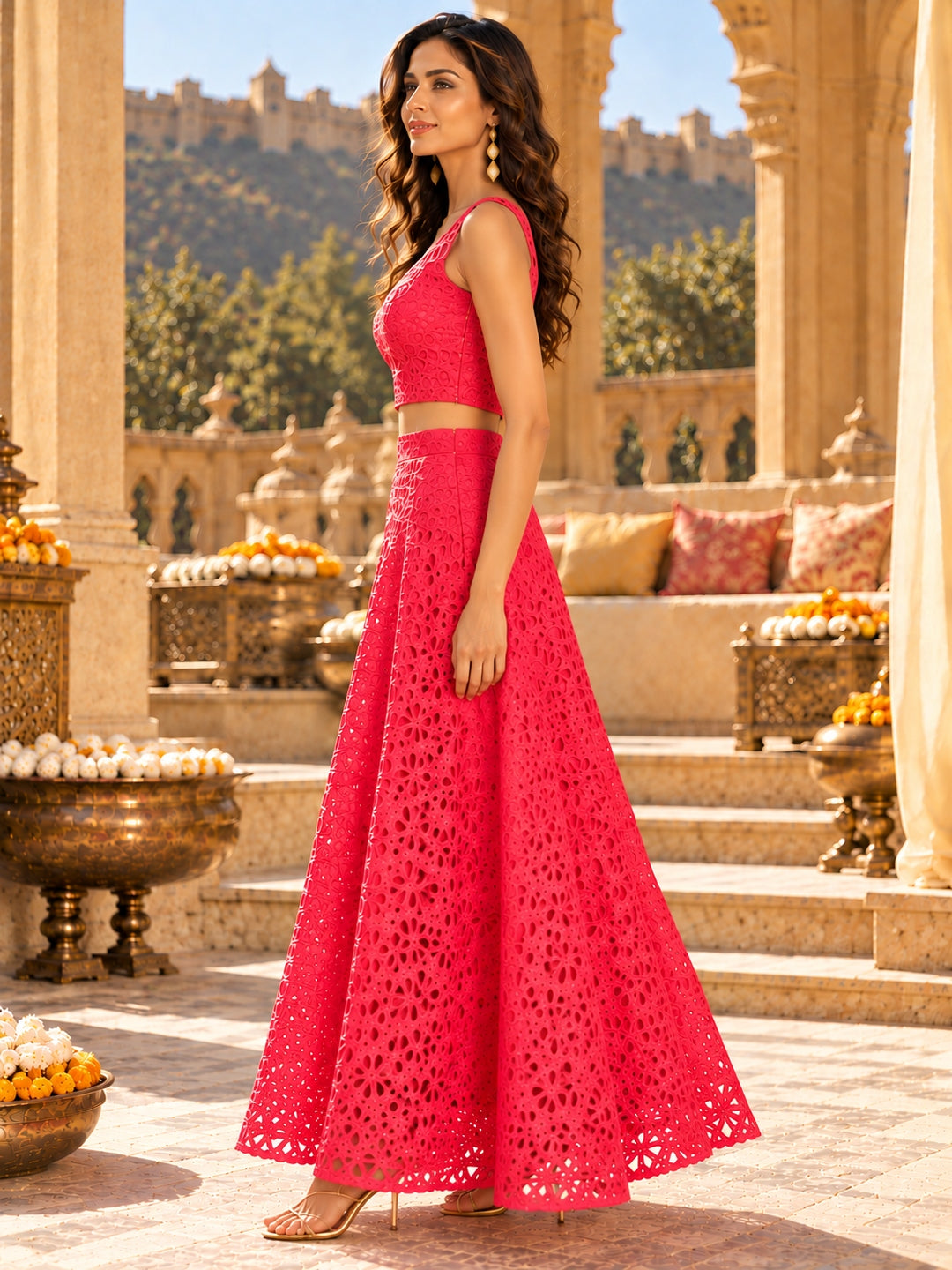 KoraKanvas Statement Cutwork Crop Top Skirt Set 2
