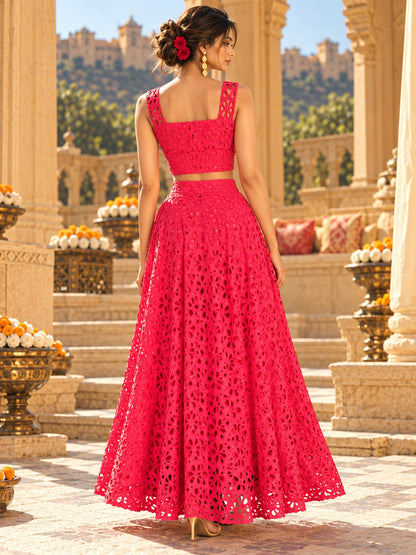 KoraKanvas Statement Cutwork Crop Top Skirt Set 3