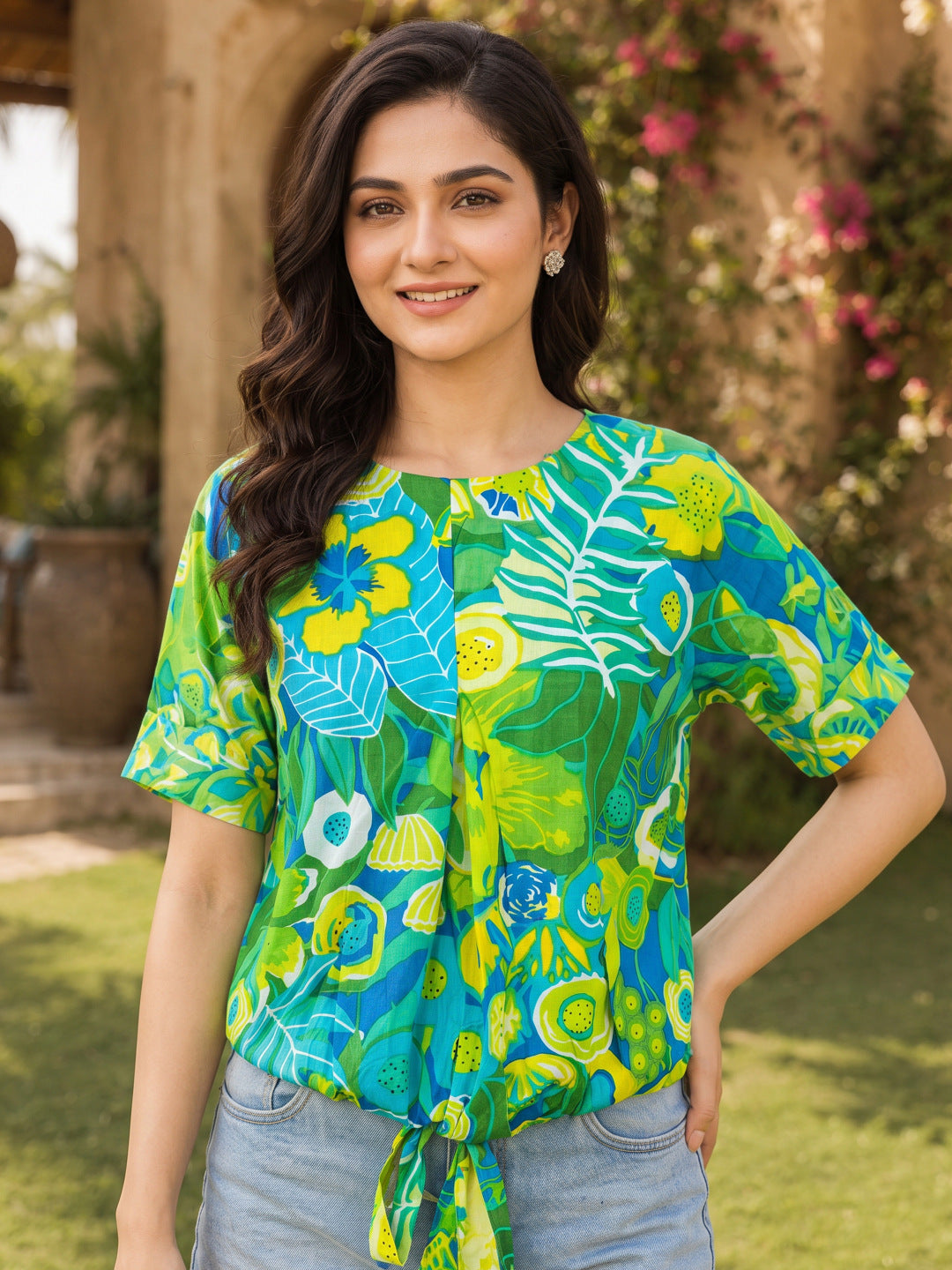 KoraKanvas Tropical Aqua Print Top 2