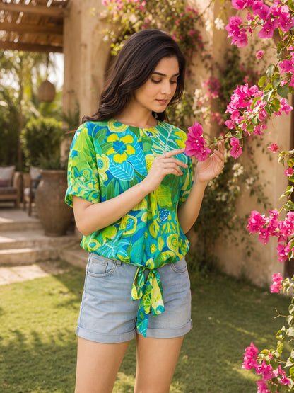 KoraKanvas Tropical Aqua Print Top 5